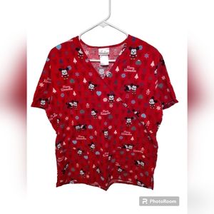 Disney's Cuties‎ Mickey and Minnie Mouse Merry Kissmouse scrub top Size Medium